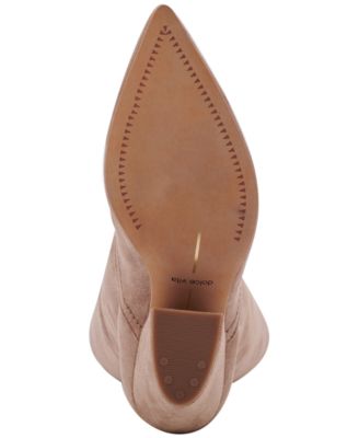 DOLCE VITA Womens Beige Comfort Nathen Pointed Toe Block Heel Leather Dress Heeled Boots M