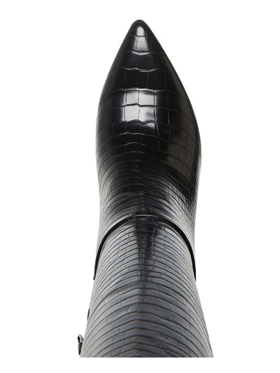 INC Womens Black Animal Print Crocodile Padded Chantelle Pointed Toe Stiletto Zip-Up Dress Boots 5.5 M