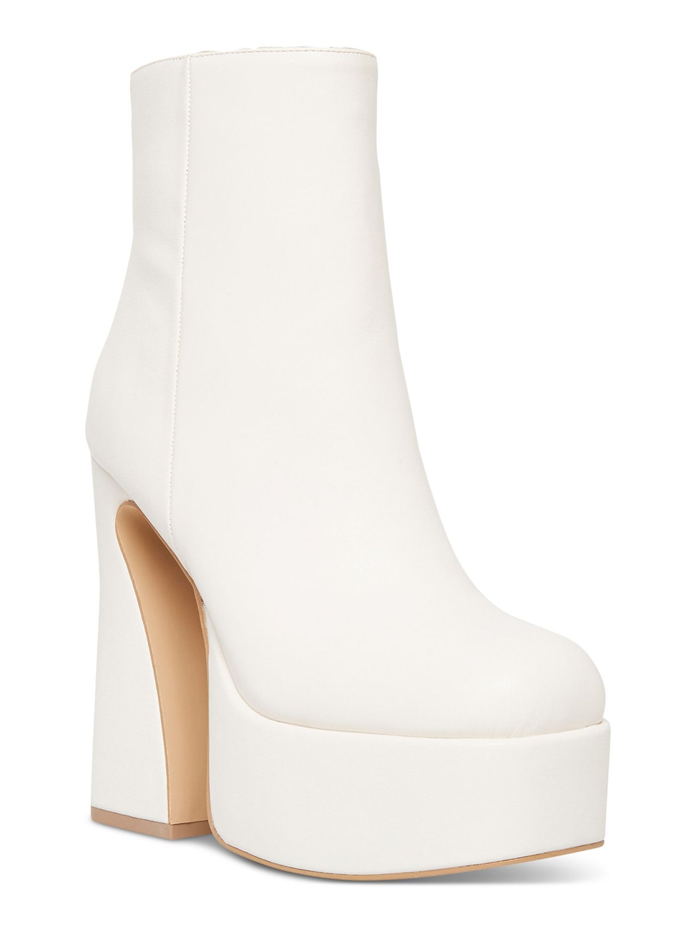 MADDEN GIRL Womens White 2" Platform Padded Kourt Square Toe Sculpted Heel Zip-Up Dress Booties 10 M