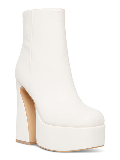 MADDEN GIRL Womens White 2" Platform Padded Kourt Square Toe Sculpted Heel Zip-Up Dress Booties 10 M