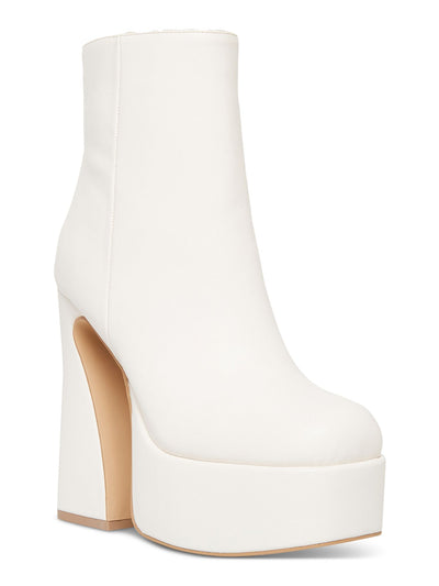 MADDEN GIRL Womens White 2" Platform Padded Kourt Square Toe Sculpted Heel Zip-Up Dress Booties 9 M