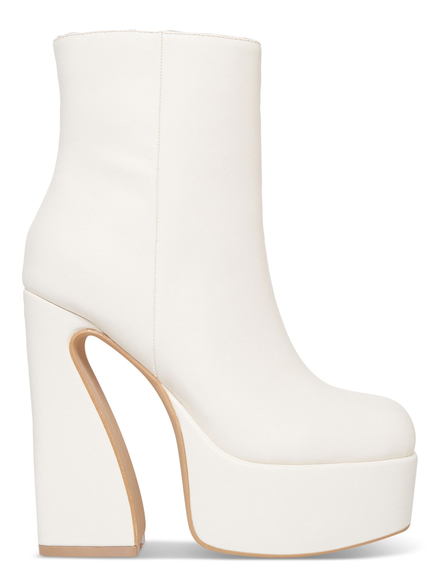 MADDEN GIRL Womens White 2" Platform Padded Kourt Square Toe Sculpted Heel Zip-Up Dress Booties 9 M