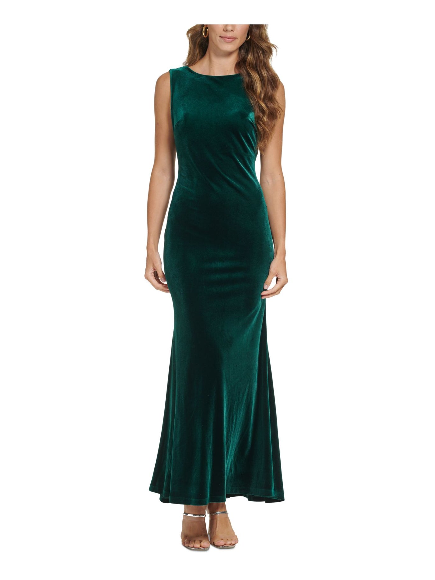 DKNY Womens Green Cowl Back Lined Bodice Darted Sleeveless Round Neck Full-Length Evening Gown Dress 10