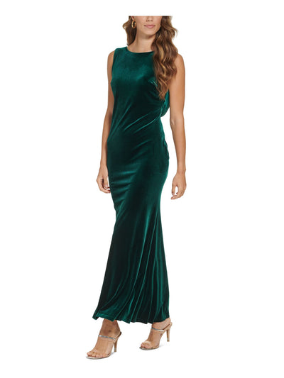DKNY Womens Green Cowl Back Lined Bodice Darted Sleeveless Round Neck Full-Length Evening Gown Dress 16