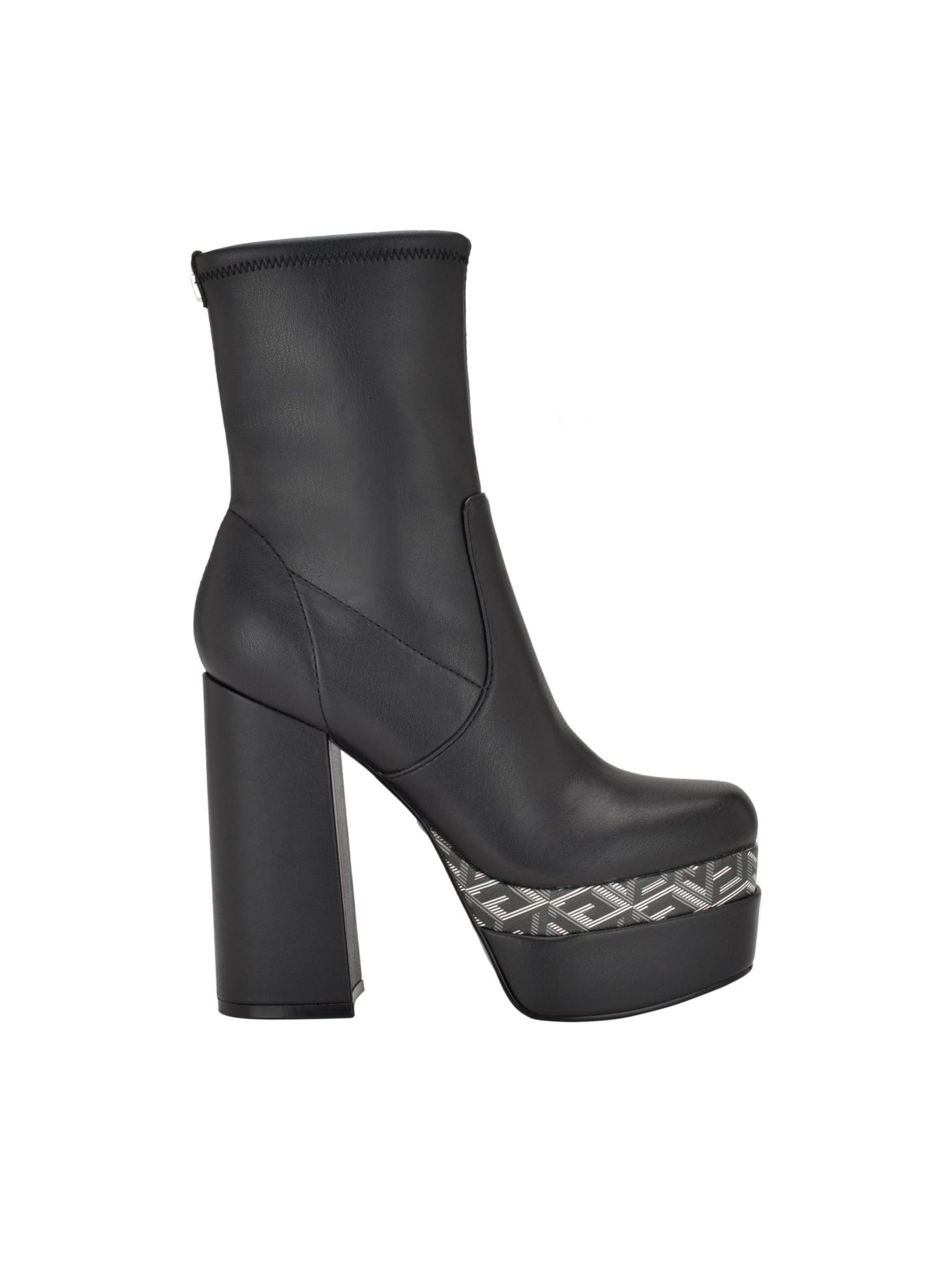 GUESS Womens Black Color Block 2" Platform Padded Stretch Caballa Square Toe Block Heel Dress Booties 8.5 M