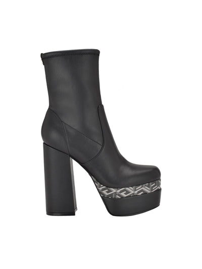 GUESS Womens Black Color Block 2" Platform Padded Stretch Caballa Square Toe Block Heel Dress Booties 8.5 M
