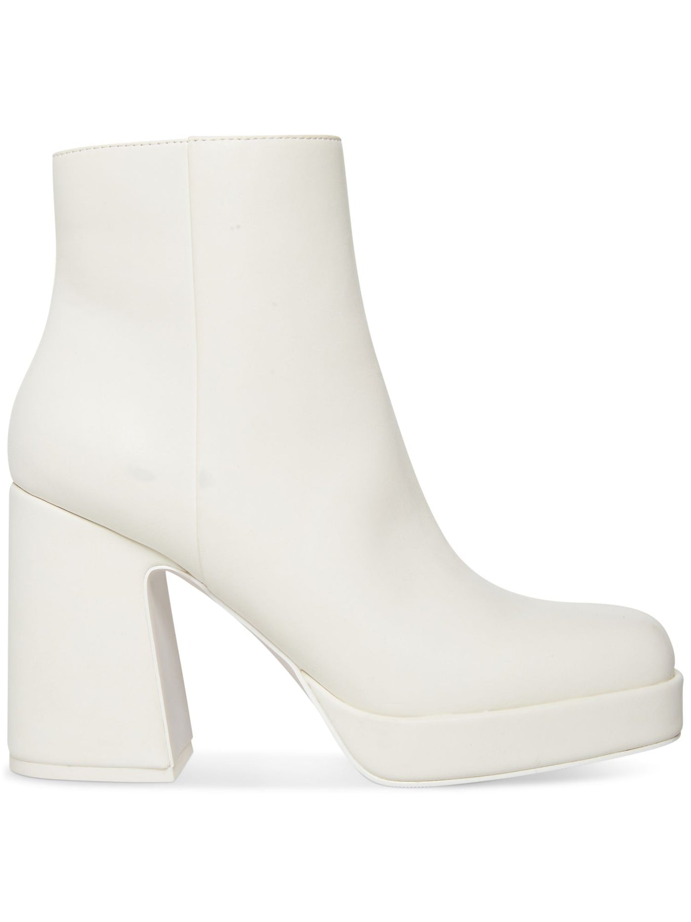 MADDEN GIRL Womens White 1" Platform Padded Activatte Square Toe Block Heel Zip-Up Booties 10 M