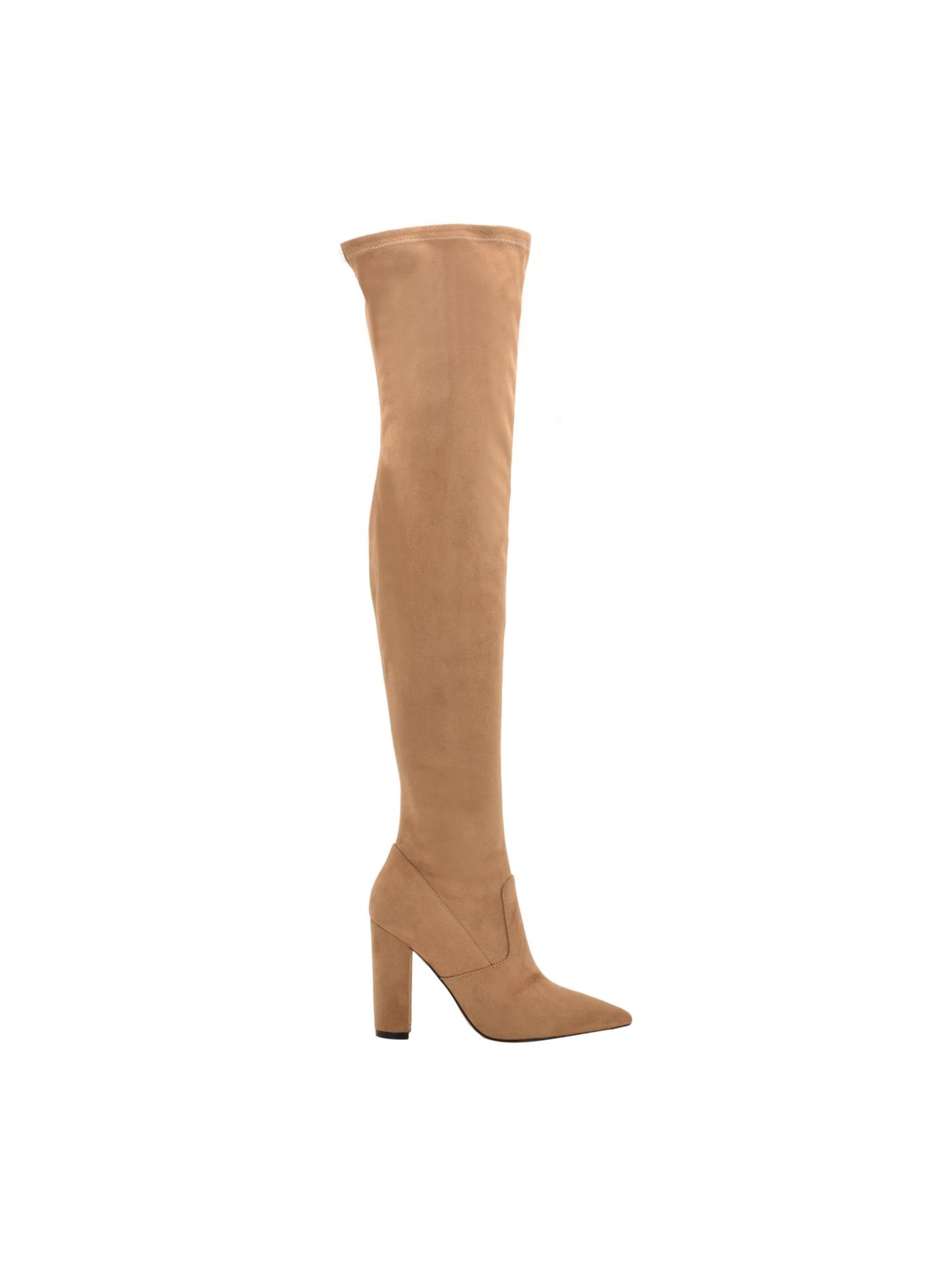GUESS Womens Beige Comfort Stretch Abetter Pointed Toe Block Heel Zip-Up Heeled Boots 9.5 M