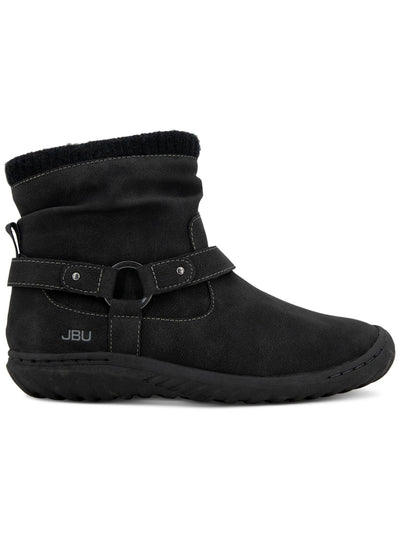 JBU BY JAMBU Womens Black Knit Cuff Harness Strap Detail Slouch Style Cold-Weather Cushioned Water Resistant Westwood Round Toe Zip-Up Booties 6.5 M