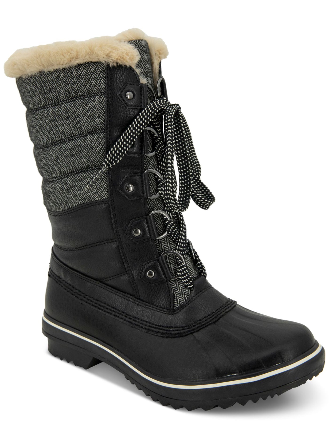 JBU BY JAMBU Womens Black Water Resistant Quilted Siberia Round Toe Lace-Up Winter 8.5 M