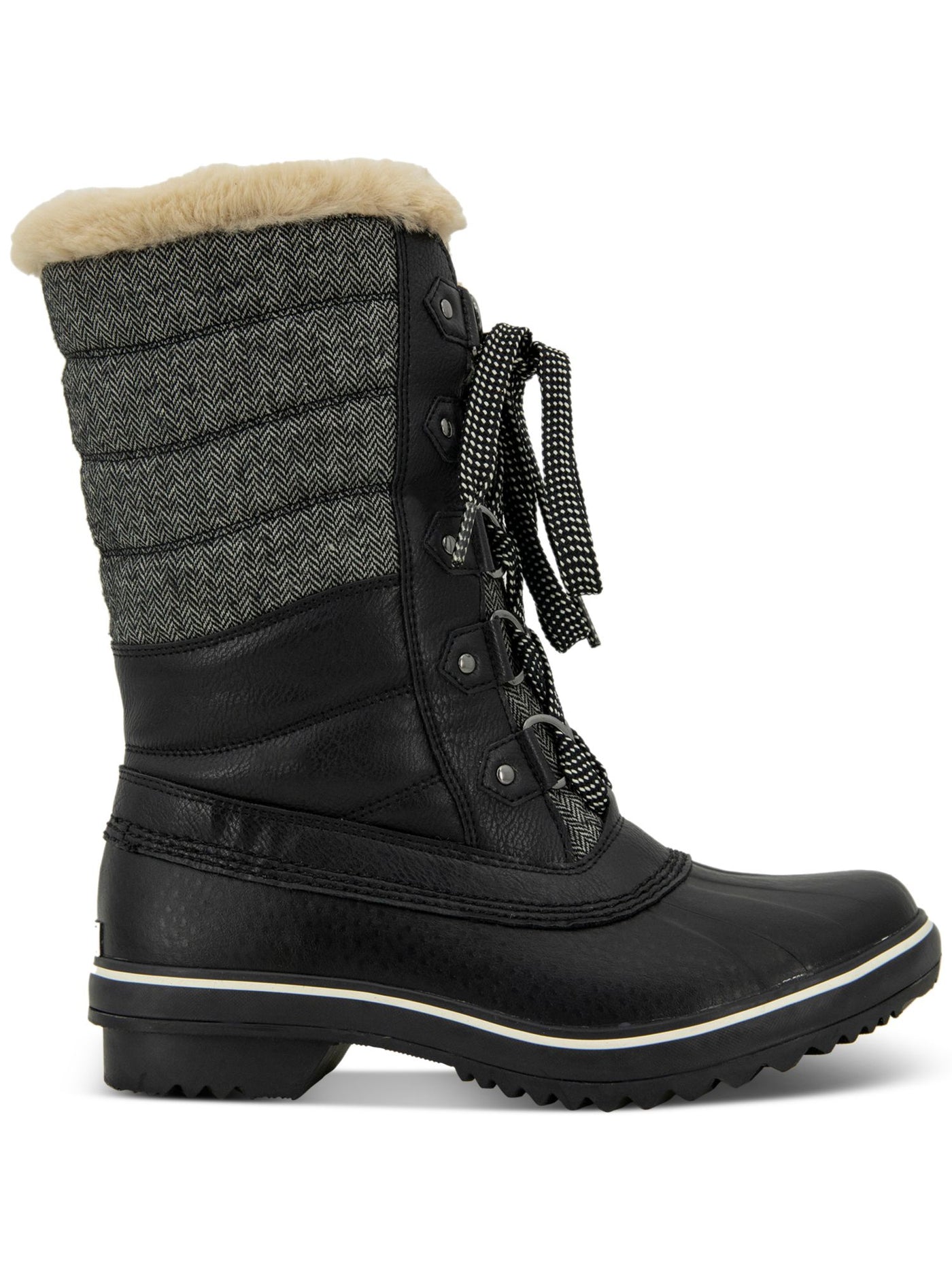 JBU BY JAMBU Womens Black Water Resistant Quilted Siberia Round Toe Lace-Up Winter 7 M