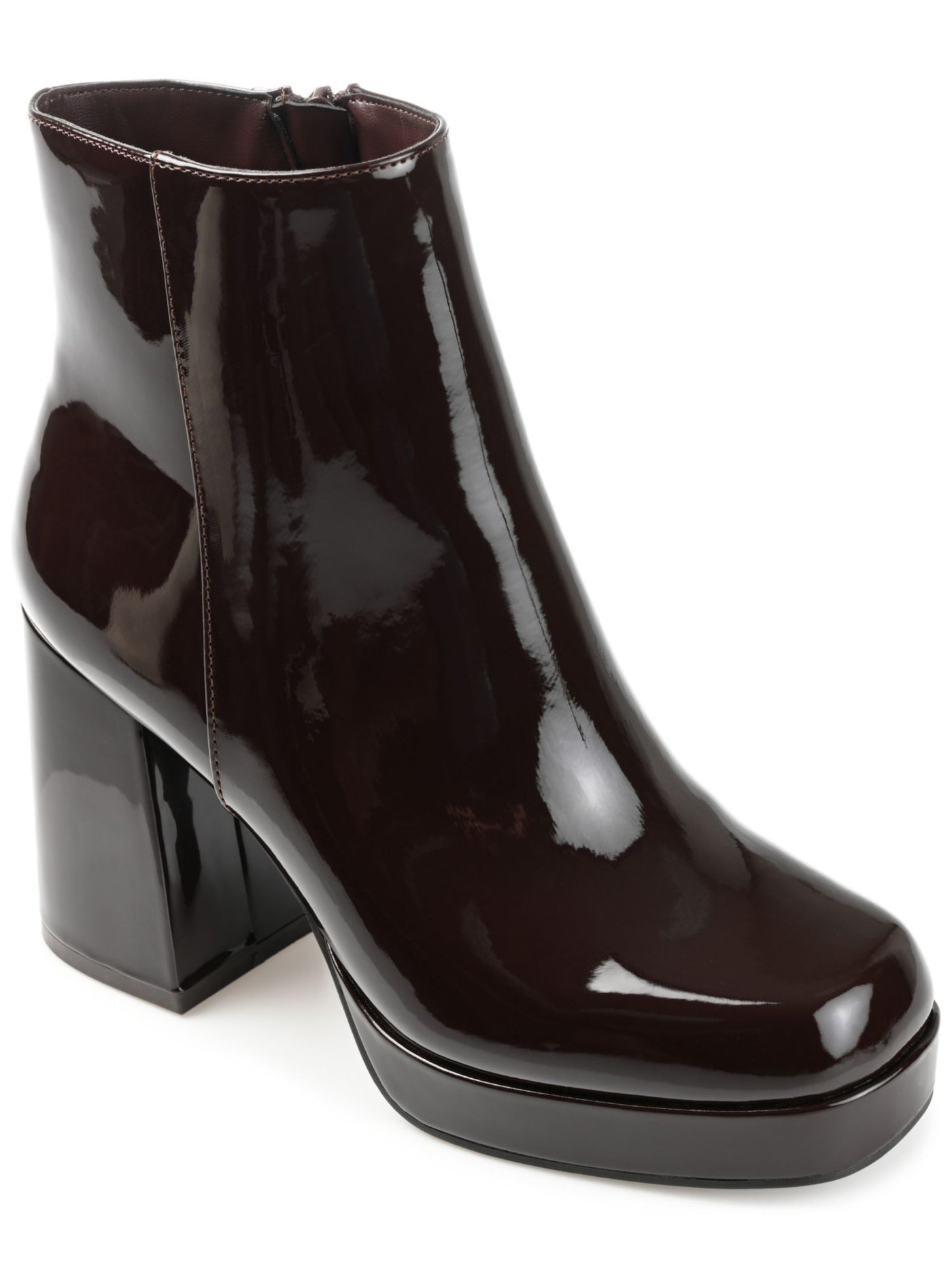 JOURNEE COLLECTION Womens Brown Padded Mollie Square Toe Block Heel Zip-Up Booties 12
