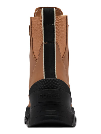 SOREL Womens Beige Mixed Media 1-1/2" Platform Waterproof Padded Removable Insole Back Pull-Tab Arch Support Slip Resistant Brex Round Toe Block Heel Lace-Up Leather Boots Shoes 8.5