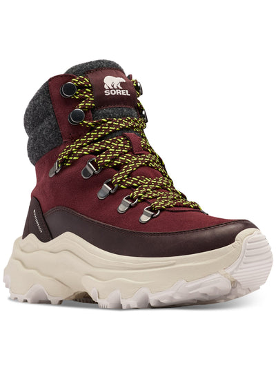 SOREL Womens Burgundy Padded Round Toe Lace-Up Leather Hiking Boots 6