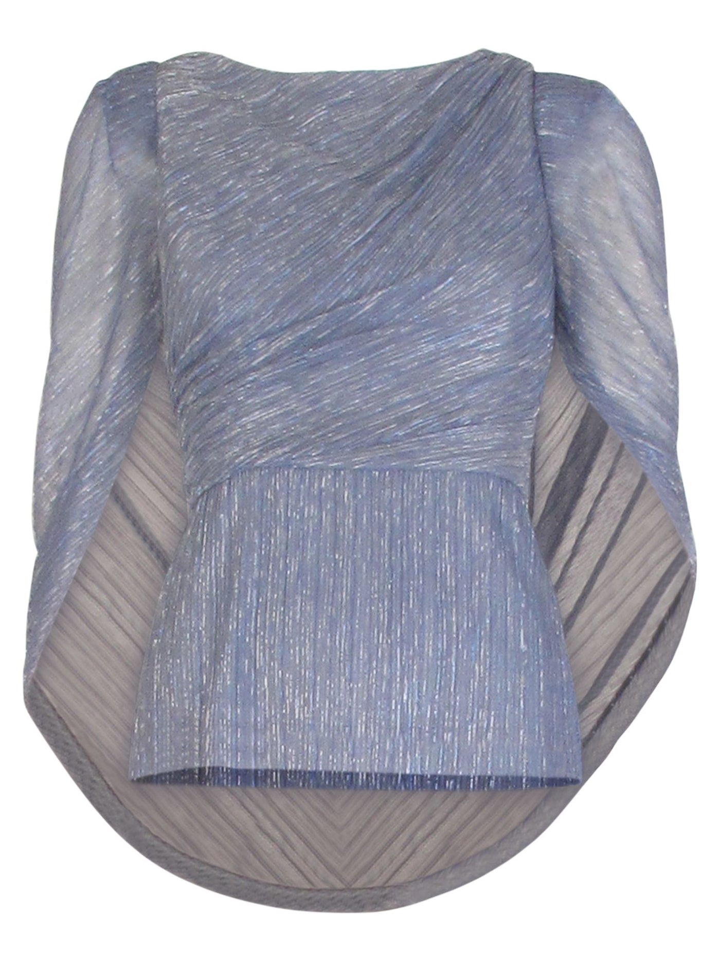 ADRIANNA PAPELL Womens Blue Metallic Cape Striped Elbow Sleeve Boat Neck Wear To Work Top 14