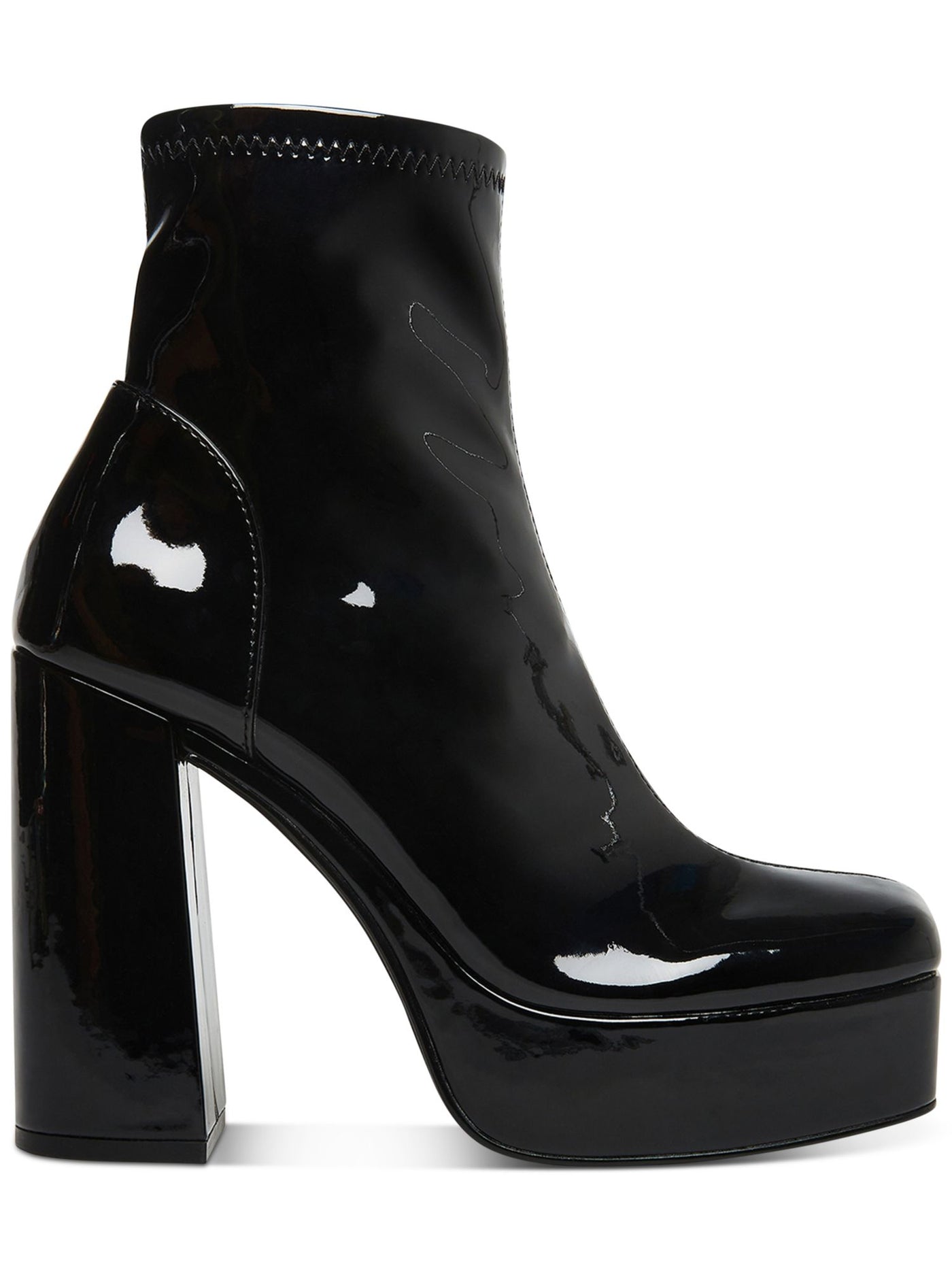 STEVE MADDEN Womens Black 1-1/2" Platform Bianca Square Toe Block Heel Zip-Up Dress Booties 11 M