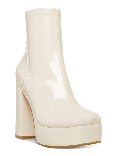 STEVE MADDEN Womens Ivory 1-1/2" Platform Bianca Square Toe Block Heel Zip-Up Dress Booties 7 M