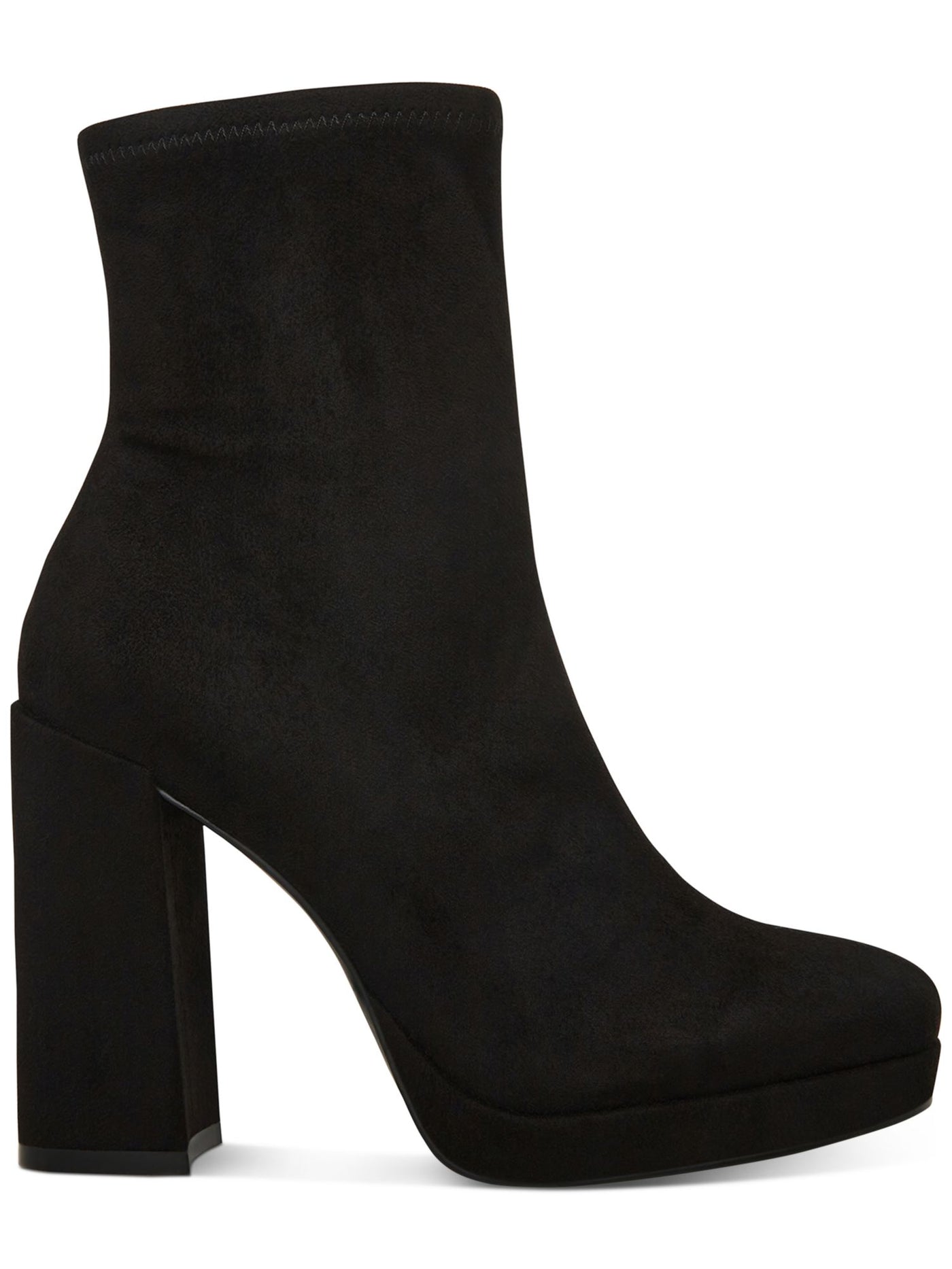 STEVE MADDEN Womens Bone Black Cushioned Macayla Round Toe Block Heel Zip-Up Booties 9.5 M