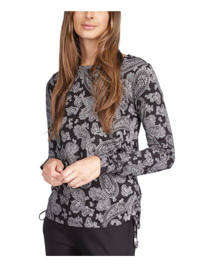 MICHAEL MICHAEL KORS Womens Black Paisley Long Sleeve Crew Neck T-Shirt L