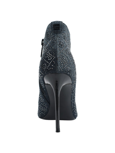 GUESS Womens Navy Embellished Comfort Fazzie Pointed Toe Stiletto Zip-Up Dress Booties 8.5 M
