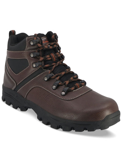 WEATHERPROOF VINTAGE Mens Brown Pull Tab 1 Platform Lug Sole Padded Jasper Round Toe Block Heel Lace-Up Hiking Boots 9 M