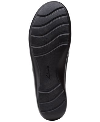 CLARKS COLLECTION Womens Black Goring Cushioned Cora Giny Round Toe Wedge Zip-Up Leather Loafers Shoes W