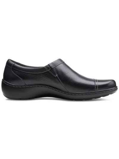 CLARKS COLLECTION Womens Black Goring Cushioned Cora Giny Round Toe Wedge Zip-Up Leather Loafers Shoes 9.5 M