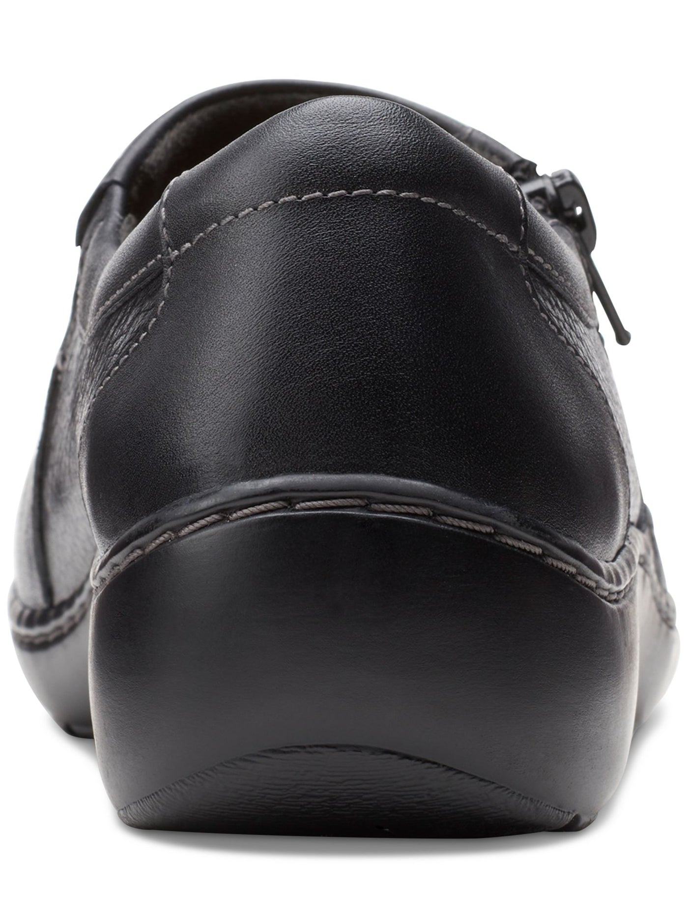 CLARKS COLLECTION Womens Black Goring Cushioned Cora Giny Round Toe Wedge Zip-Up Leather Loafers Shoes 8.5 W