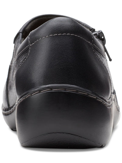 CLARKS COLLECTION Womens Black Goring Cushioned Cora Giny Round Toe Wedge Zip-Up Leather Loafers Shoes 8.5 W