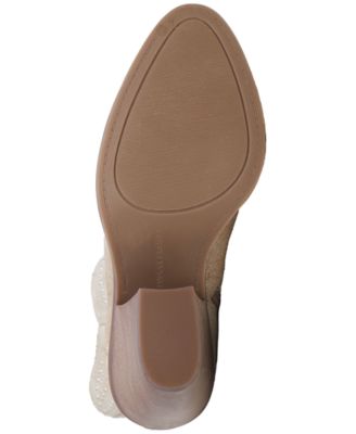 LUCKY BRAND Womens Beige Western Inspiration Embellished Padded Lakelon Almond Toe Stacked Heel Zip-Up Leather Booties M