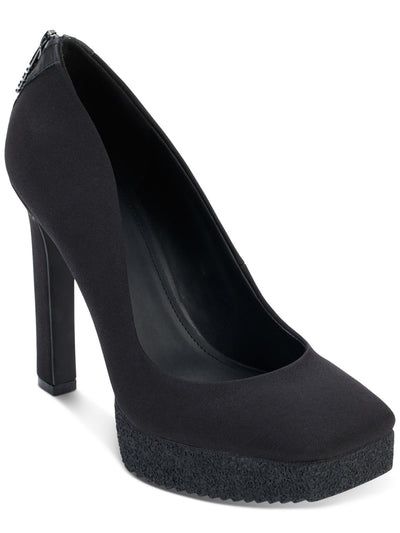 DKNY Womens Black Logo Hardware On Zipper Padded Treaded Zayne Square Toe Stiletto Zip-Up Pumps Shoes 9 M