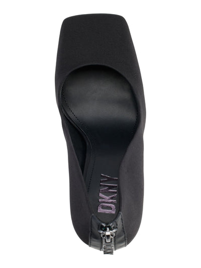 DKNY Womens Black Logo Hardware On Zipper Padded Treaded Zayne Square Toe Stiletto Zip-Up Pumps Shoes 9 M