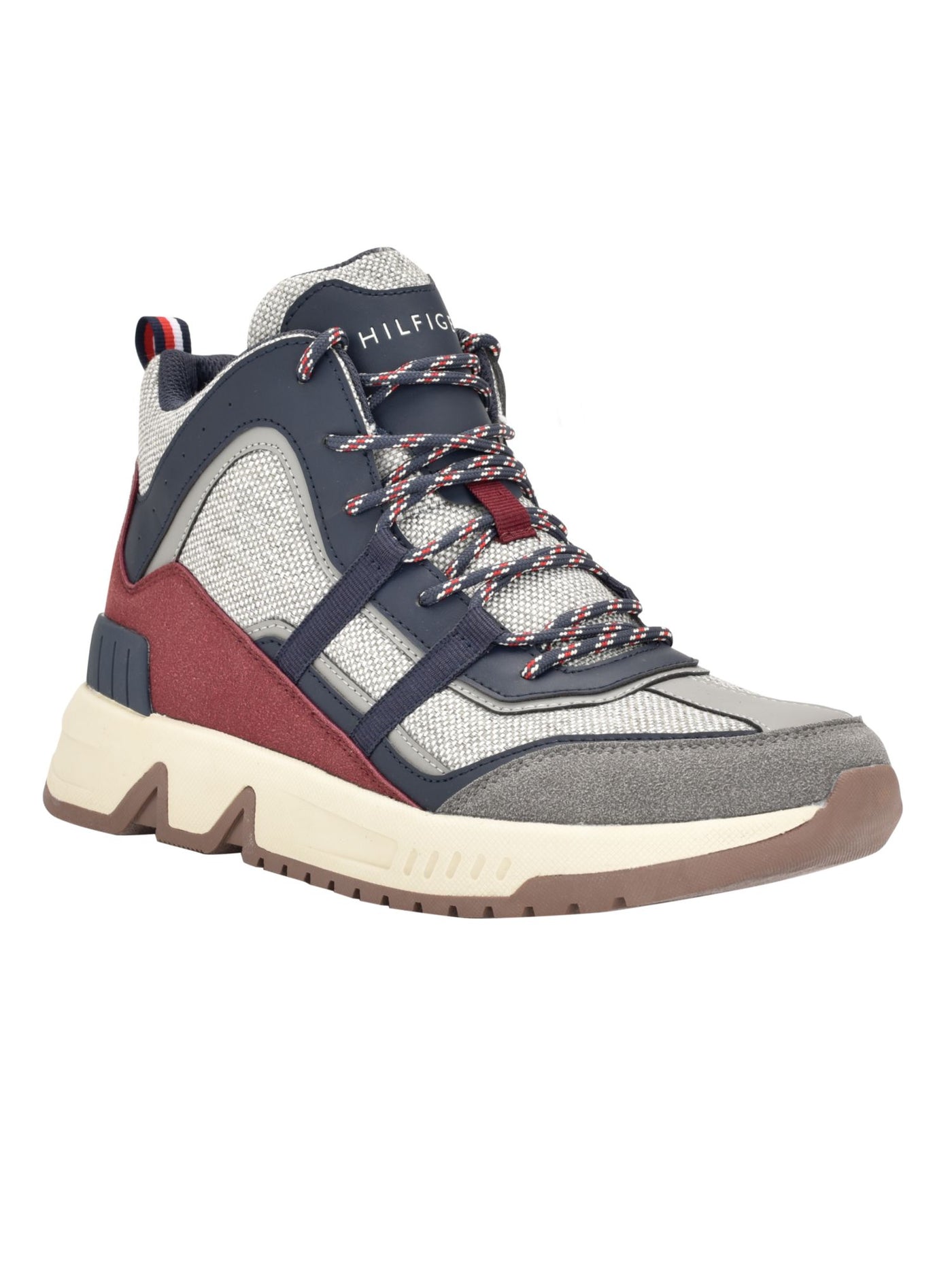 TOMMY HILFIGER Mens Gray Colorblock Cushioned Letto Round Toe Lace-Up Hiking Boots 9 M