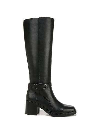 NATURALIZER Womens Black Buckled Strap Goring Padded Elliot Square Toe Block Heel Zip-Up Leather Boots Shoes 8 W