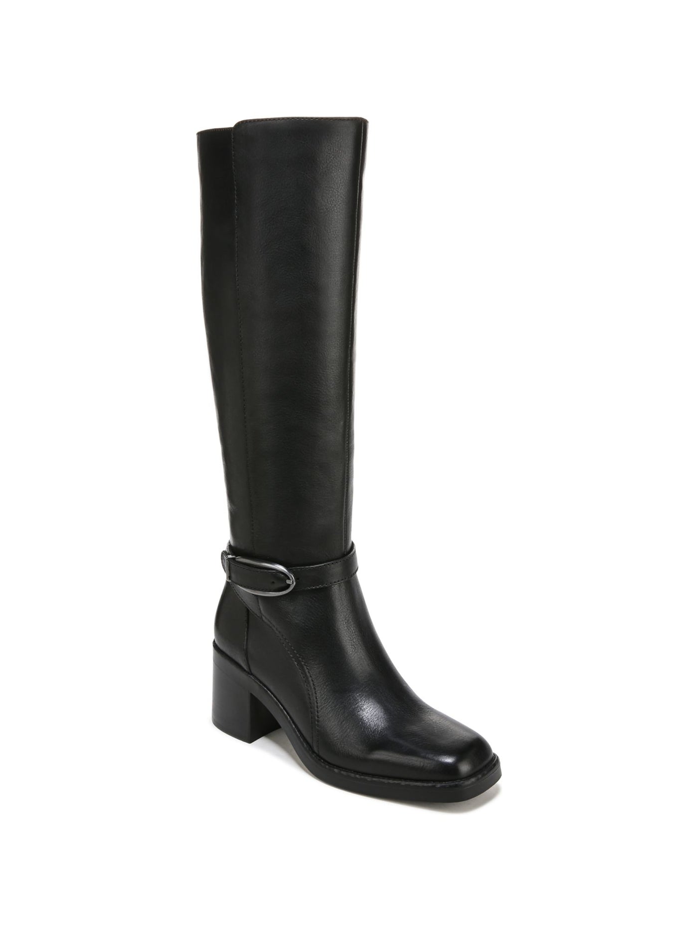 NATURALIZER Womens Black Buckled Strap Goring Padded Elliot Square Toe Block Heel Zip-Up Leather Boots Shoes 8 W