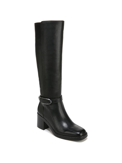 NATURALIZER Womens Black Buckled Strap Goring Padded Elliot Square Toe Block Heel Zip-Up Leather Boots Shoes 8 W