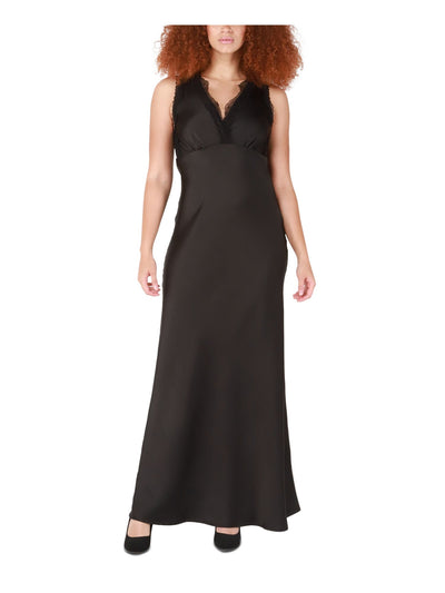 BLACK TAPE Womens Black Sleeveless Surplice Neckline Full-Length Evening Sheath Dress S