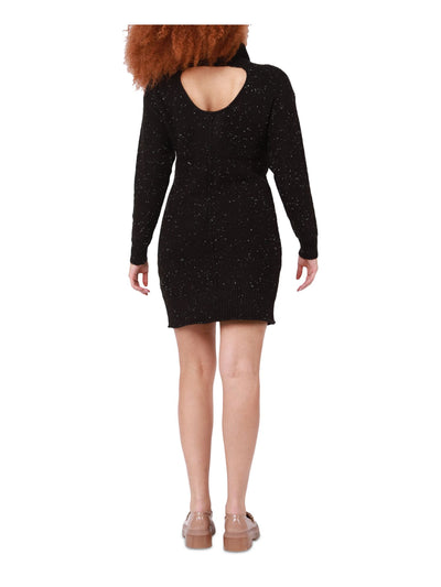 BLACK TAPE Womens Unlined Long Sleeve Turtle Neck Above The Knee Sweater Dress