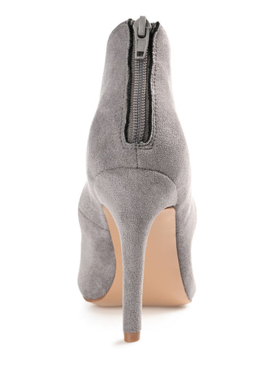 JOURNEE COLLECTION Womens Gray Keyhole At Vamp Padded Junniper Pointed Toe Stiletto Zip-Up Heels Shoes 8