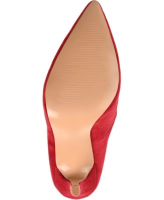 JOURNEE COLLECTION Womens Red Keyhole At Vamp Padded Junniper Pointed Toe Stiletto Zip-Up Dress Heels Shoes