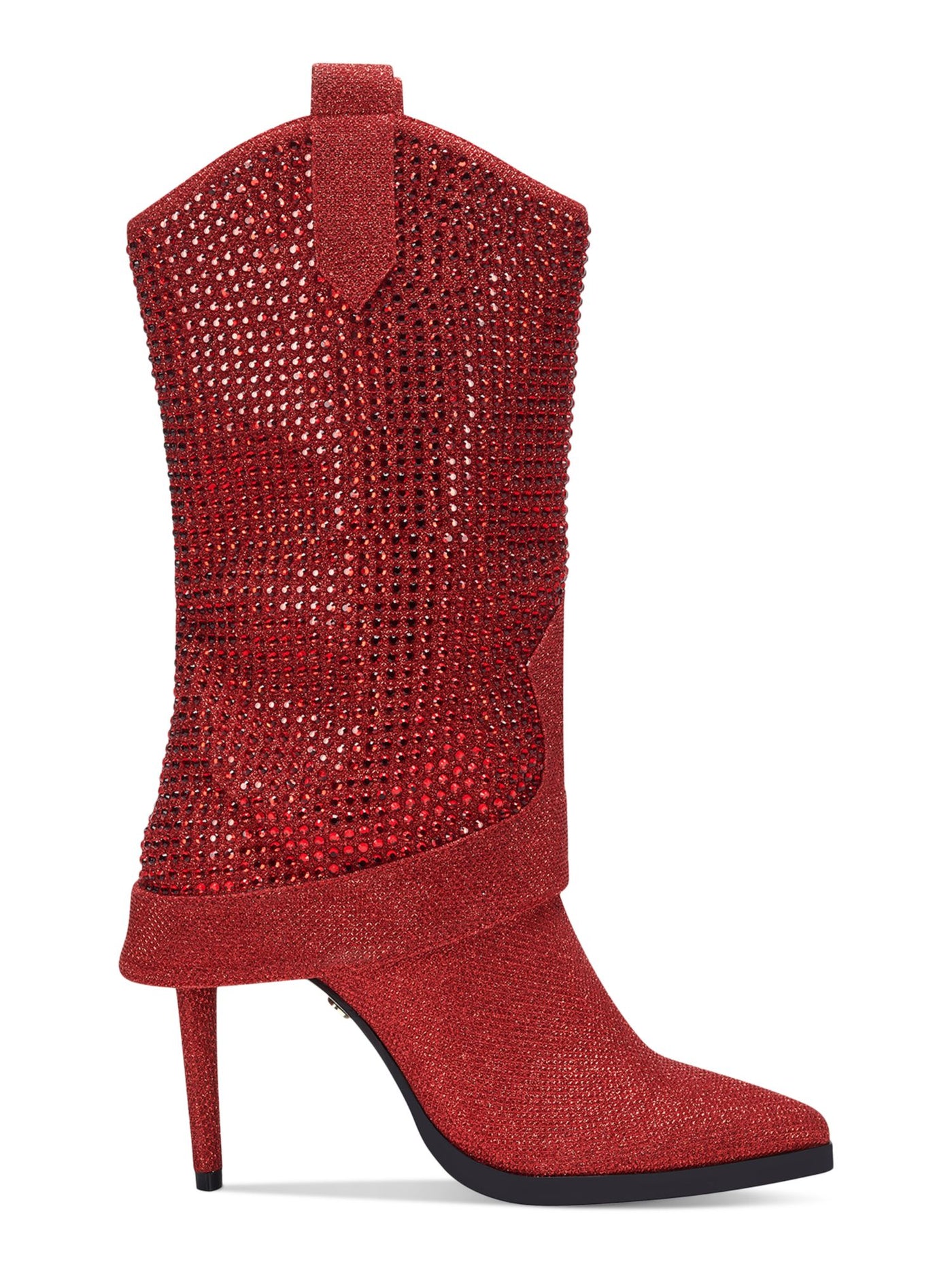 THALIA SODI Womens Red Rhinestone Nellie Pointed Toe Stiletto Dress Western Boot 8.5 M