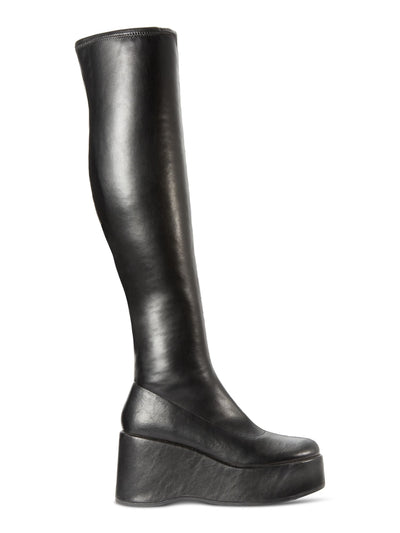 WILD PAIR Womens Black 2" Platform Padded Enchantt Round Toe Wedge Zip-Up Dress Boots Shoes 9.5 M
