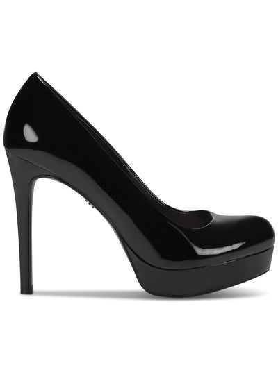 THALIA SODI Womens Black 1" Platform Padded Crista Almond Toe Stiletto Slip On Dress Pumps Shoes 6.5 M