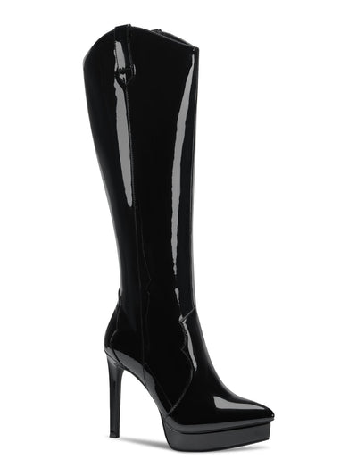 THALIA SODI Womens Black 3/4 Platform Comfort Trixi Pointy Toe Stiletto Zip-Up Dress Boots 8 M