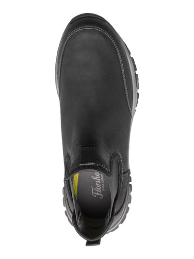 FLORSHEIM Mens Black Pull Tabs Goring Waterproof Slip Resistant Cushioned Removable Insole Xplor Round Toe Leather Chelsea 7.5 M