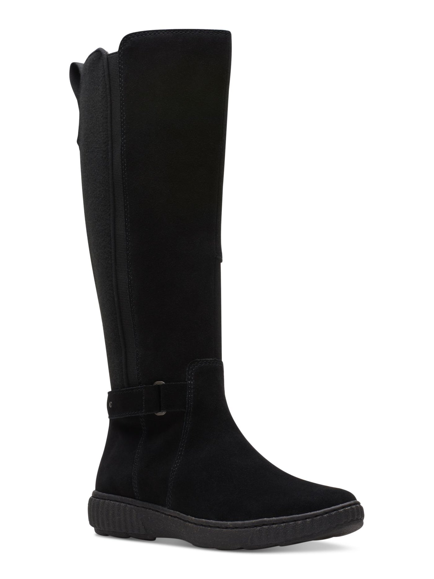 COLLECTION BY CLARKS Womens Black Goring Pull Tab Cushioned Button Accent Caroline Round Toe Platform Zip-Up Leather Riding Boot 7 M