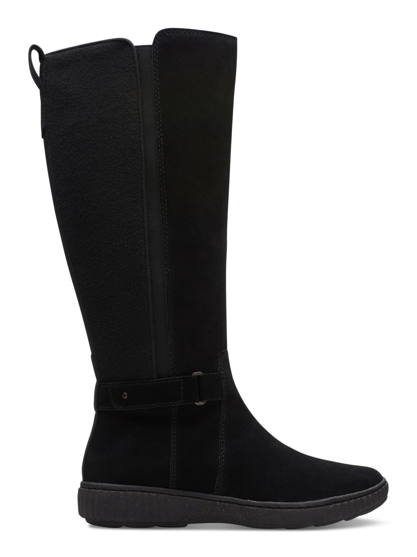 COLLECTION BY CLARKS Womens Black Goring Pull Tab Cushioned Button Accent Caroline Round Toe Platform Zip-Up Leather Riding Boot 6.5 M