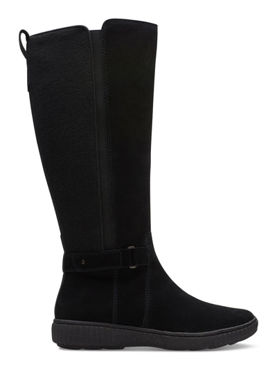 COLLECTION BY CLARKS Womens Black Goring Pull Tab Cushioned Button Accent Caroline Round Toe Platform Zip-Up Leather Riding Boot 7 M