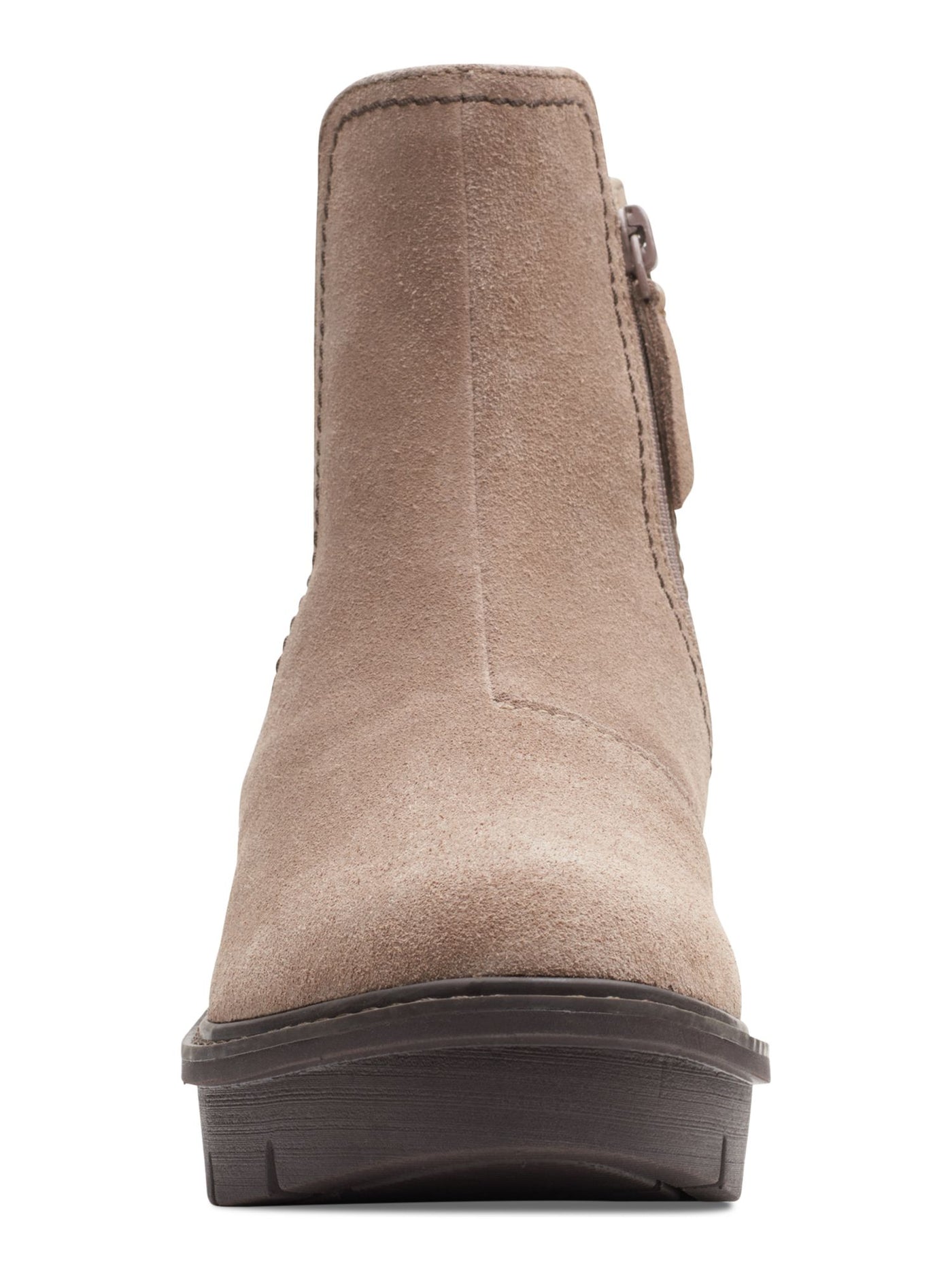 COLLECTION BY CLARKS Womens Beige Cushioned Airabell Move Round Toe Wedge Zip-Up Leather Chelsea 8 M