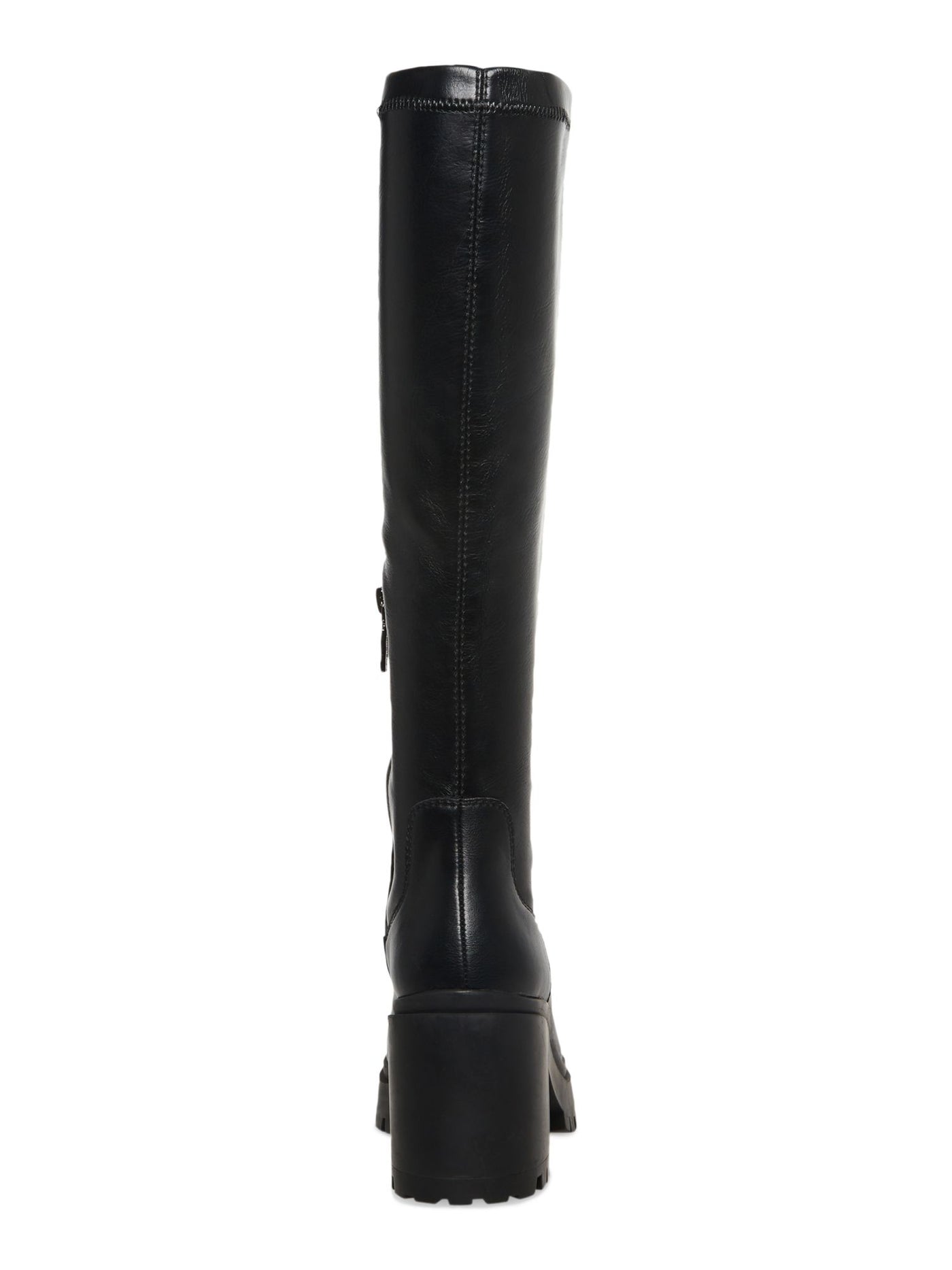 AQUA COLLEGE Womens Black 1" Platform Waterproof Stretch Ria Round Toe Block Heel Zip-Up Dress Boots 7 M